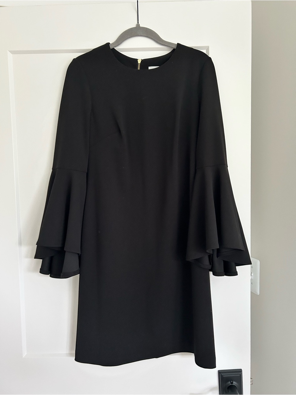 Calvin Klein Black Layered Bell-Sleeve Shift Dress